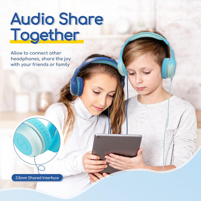 EarFun K1 Kids Headphones Wired with Mic, Volume Limit Headphones for Kids