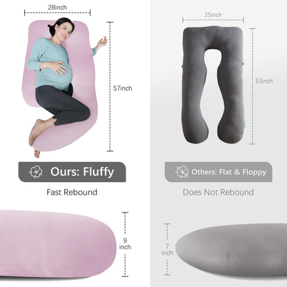 MOON PARK Pregnancy Pillows for Sleeping - U Shaped Full Body Maternity Pillow with Removable Cover - Support for Back, Legs, Belly, HIPS - 65 Inch - Aquamarine