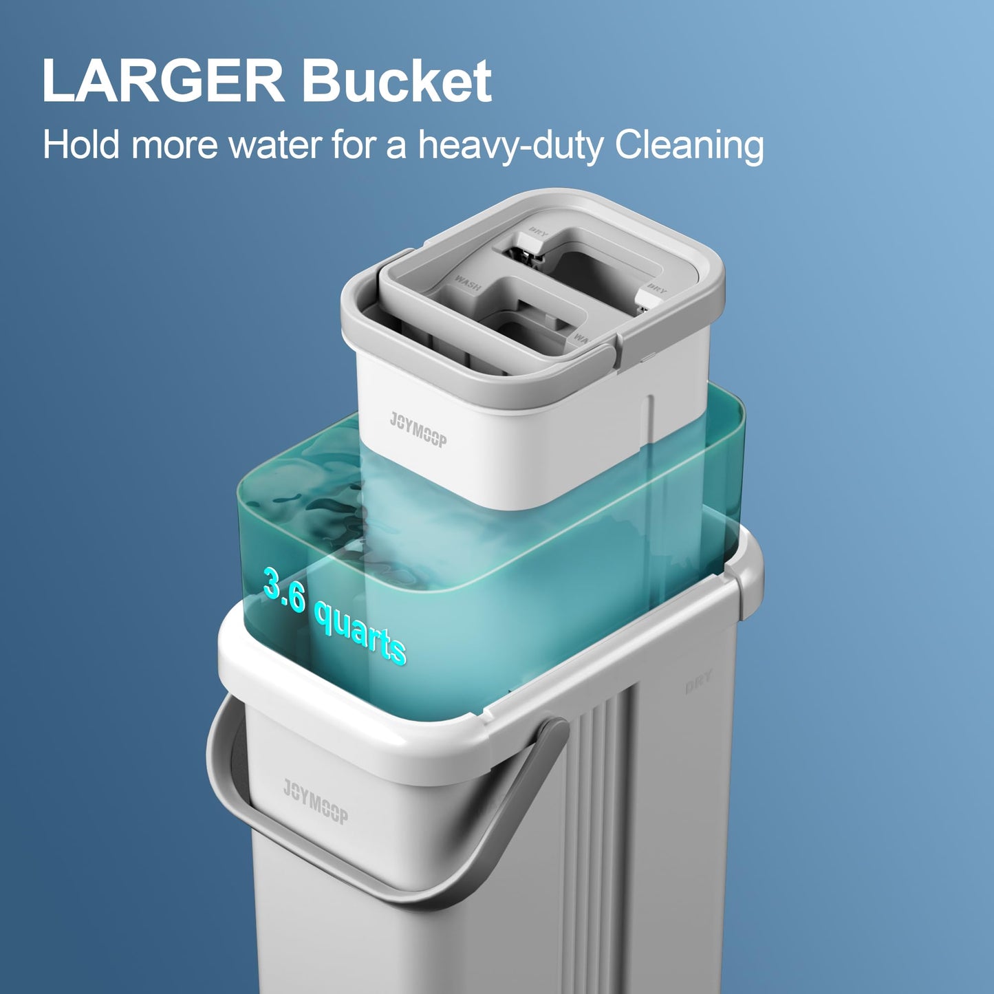 JOYMOOP Wall Mop and Bucket Set, Hands-Free Flat Floor Mop with 3 Washable Microfiber Pads, Wet and Dry Use, Ideal for Home and Commercial Floor Cleaning
