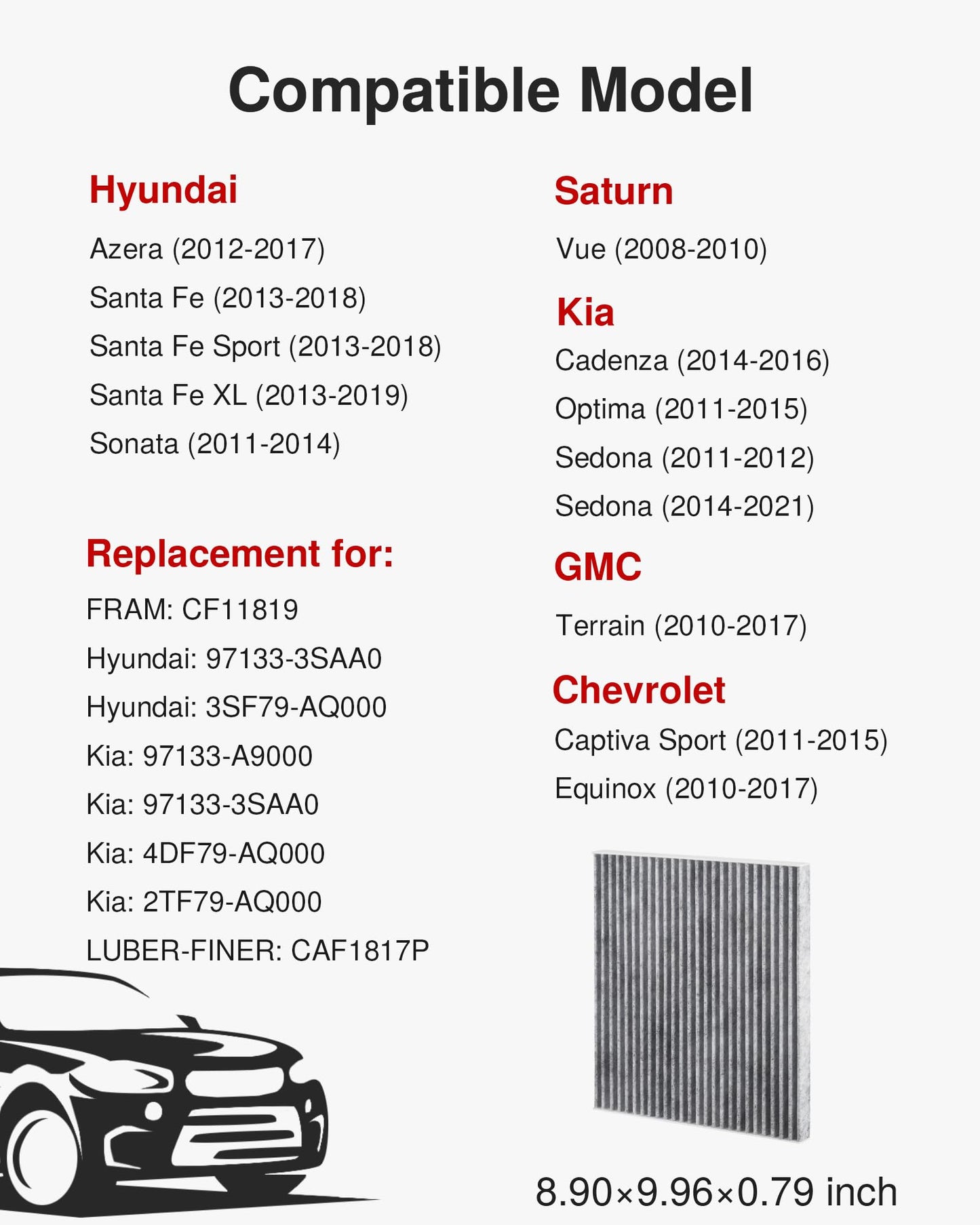Puroma Cabin Air Filter Activated Carbon for CF11920 CP920 6043C Ford C-Max