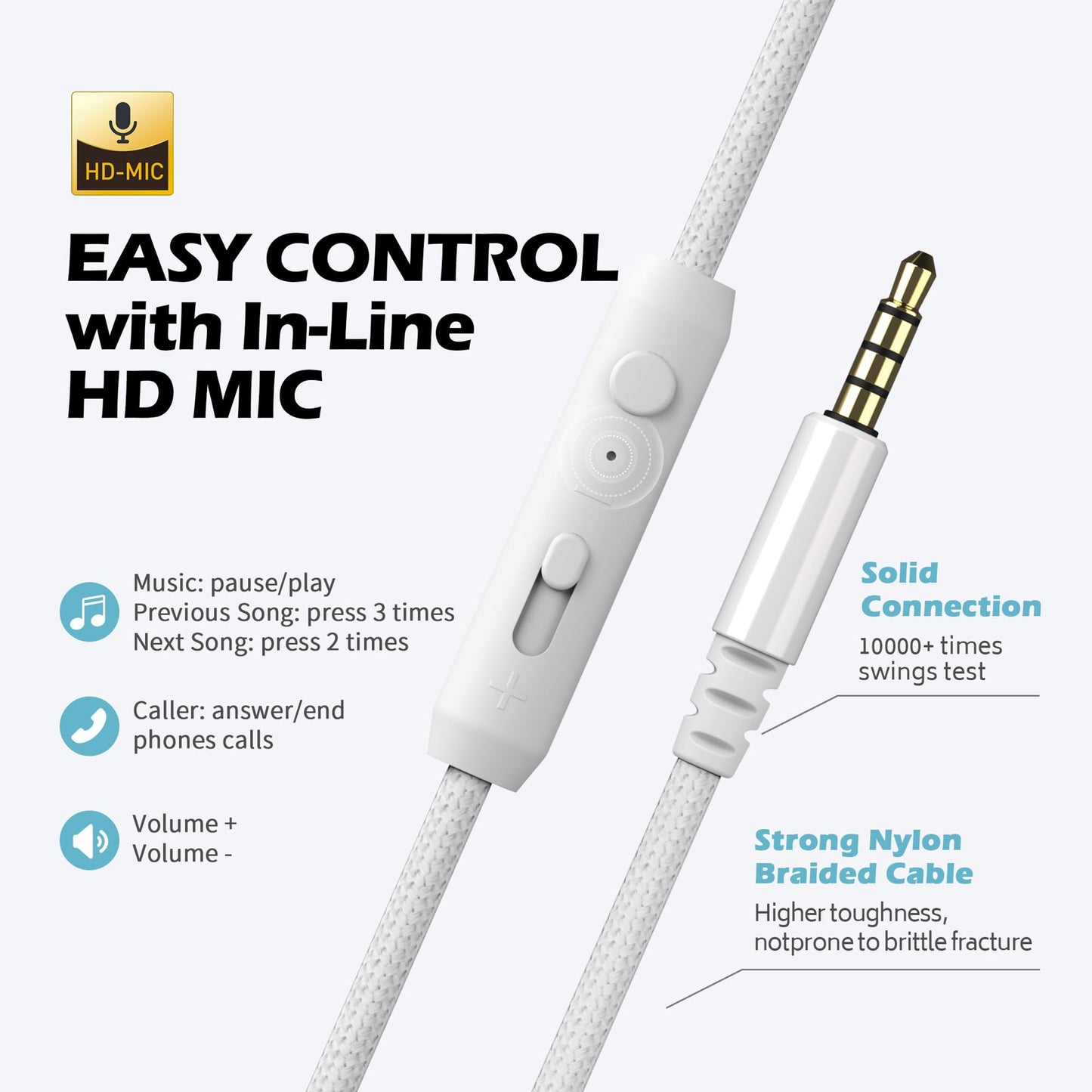 AILIHEN C8 Kids Wired Headphones with Mic for School, 3.5mm Jack, BlackBlue