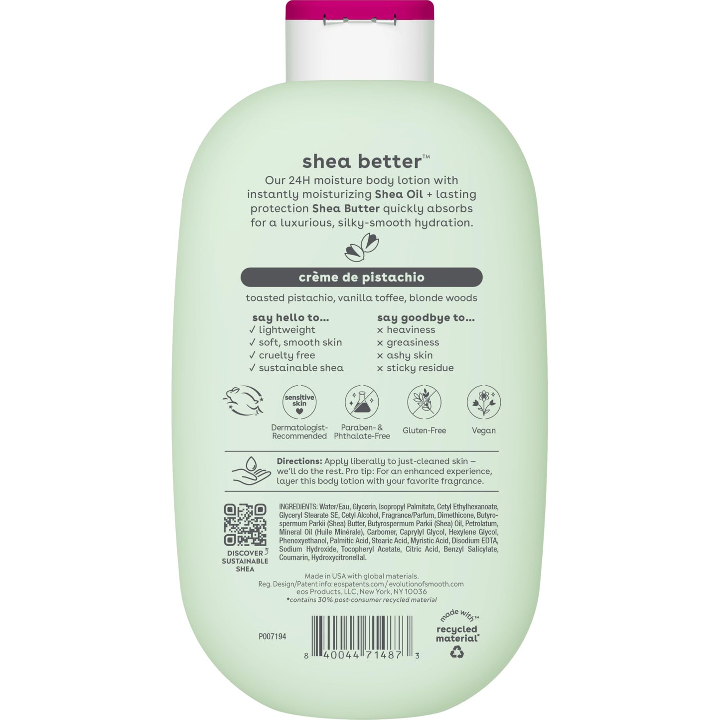 eos Shea Better Body Lotion- Vanilla Cashmere, 24-Hour Moisture, 16 fl oz