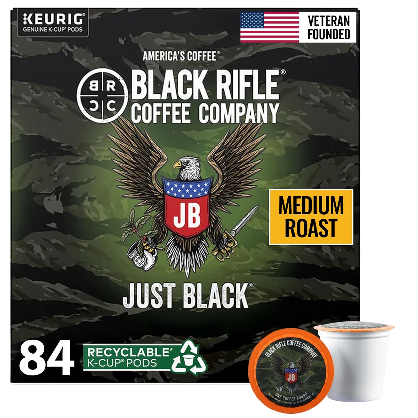 Black Rifle Coffee Medium Roast K Cup Coffee Just Black 32 Count