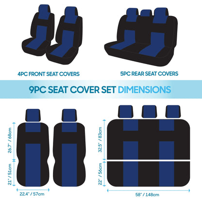 BDK PolyPro Car Seat Covers Full Set in Solid Black, Front and Rear Split Bench Seat Covers for Cars, Easy to Install Car Seats Cover Set and Accessories for Auto Trucks Van SUV - Solid Black