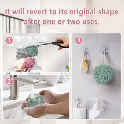 Rnoafmu Shower Loofah Bath Sponge, 60G Exfoliating Body Scrubber 4 Pack