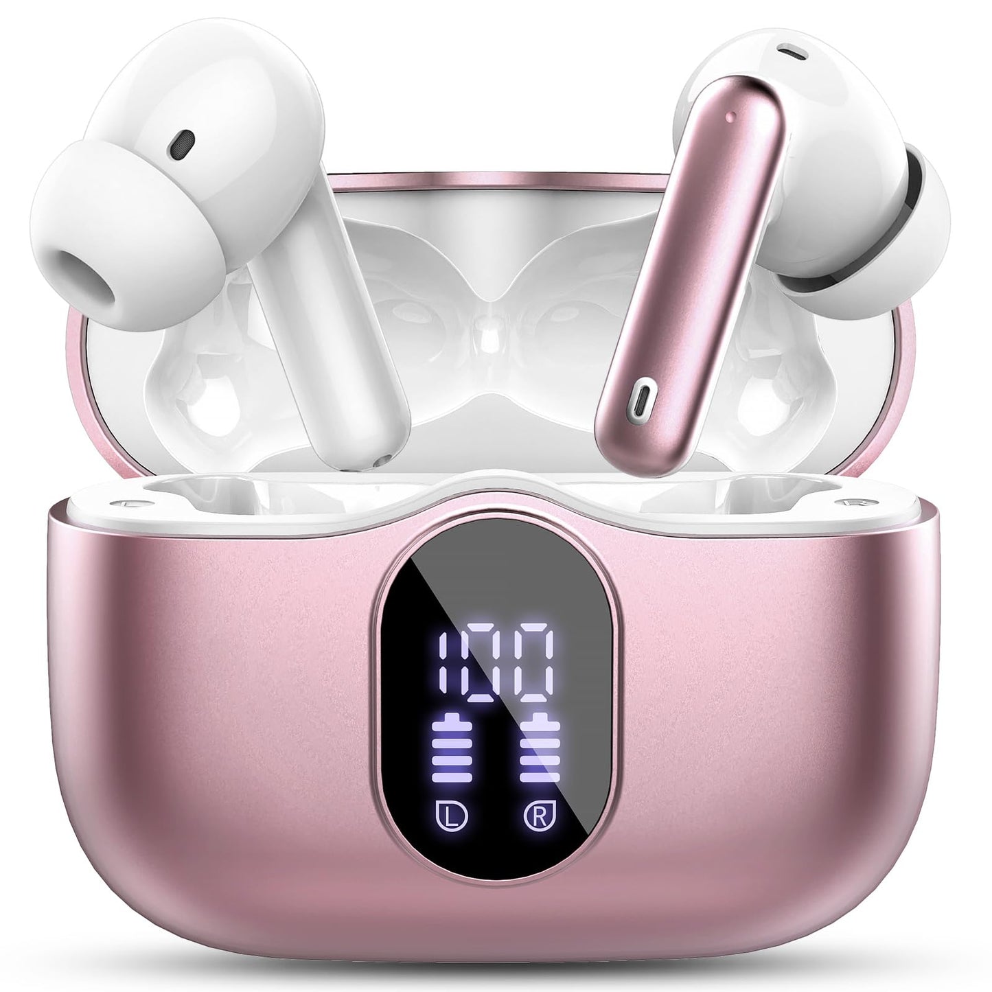 Wireless Earbuds, Bluetooth 5.4 Headphones Bass Stereo/Clear Calls, Black
