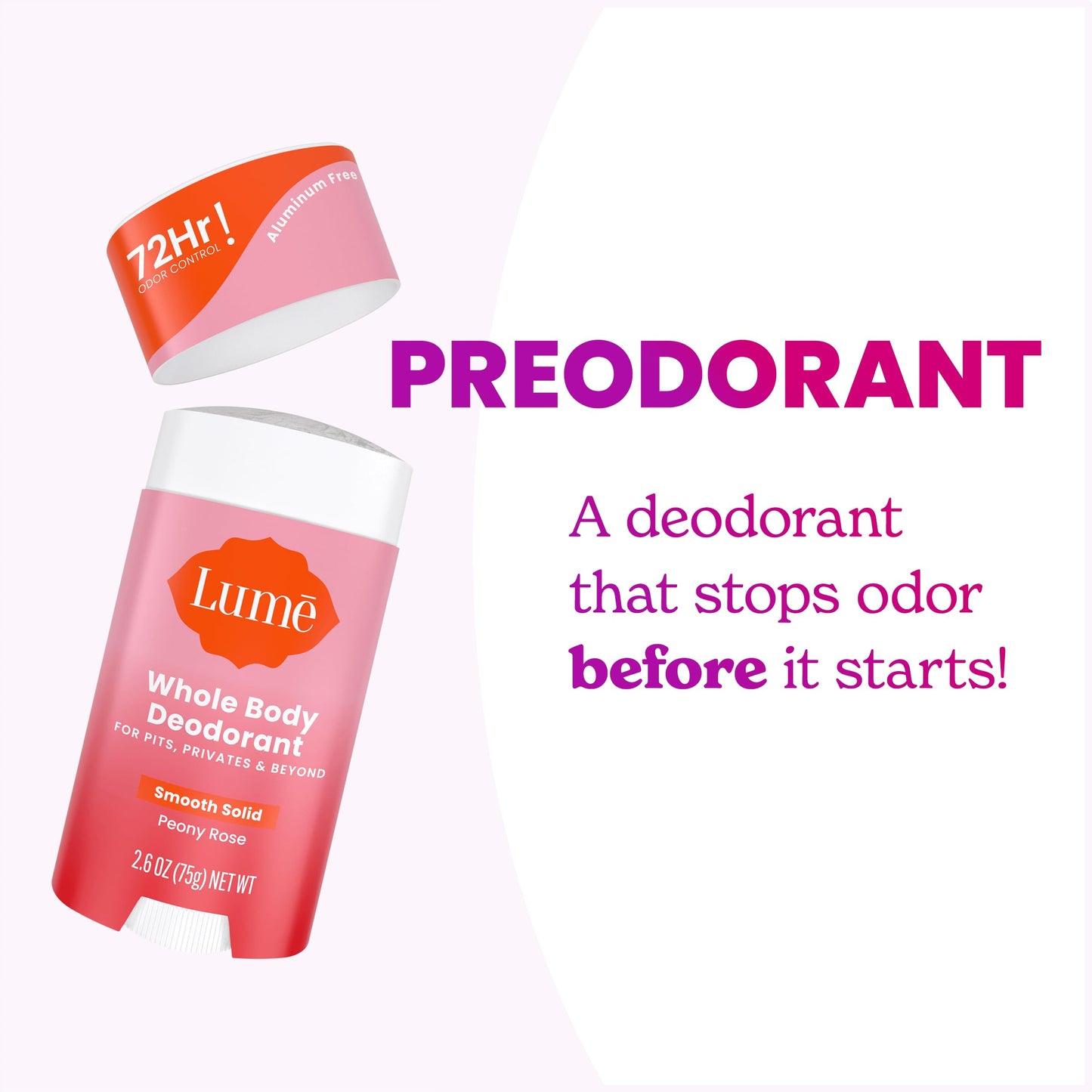 Lume Whole Body Deodorant - Solid Stick - 2.6 oz, 2 pk (Soft Powder)