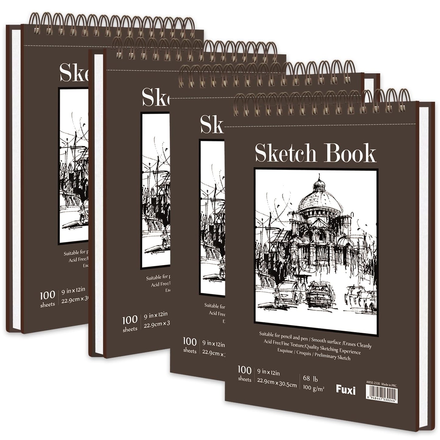 Fuxi 9" x 12" Sketch Book_Top Spiral Bound Sketchbook_100Sheets 68lb/100gsm