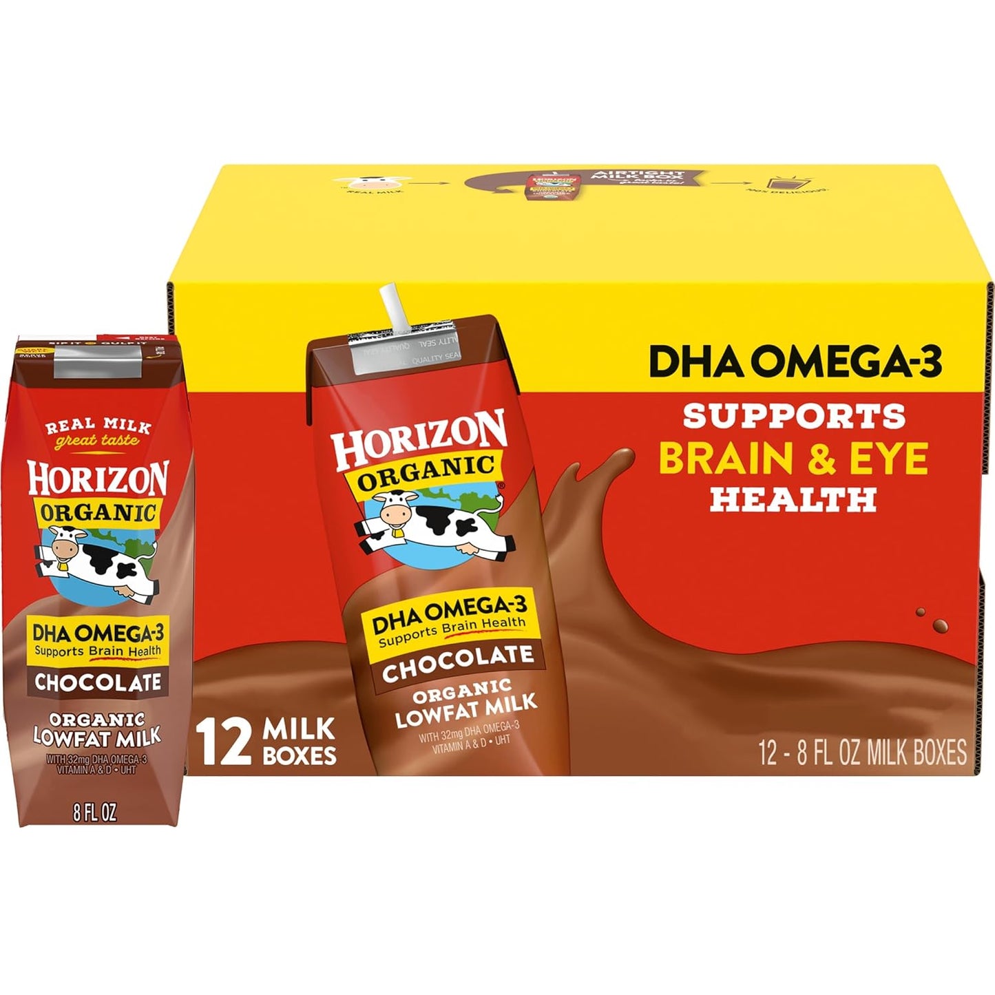 Horizon Organic Shelf Stable Whole Milk Boxes, Pack of 18-8g Protein per Serving