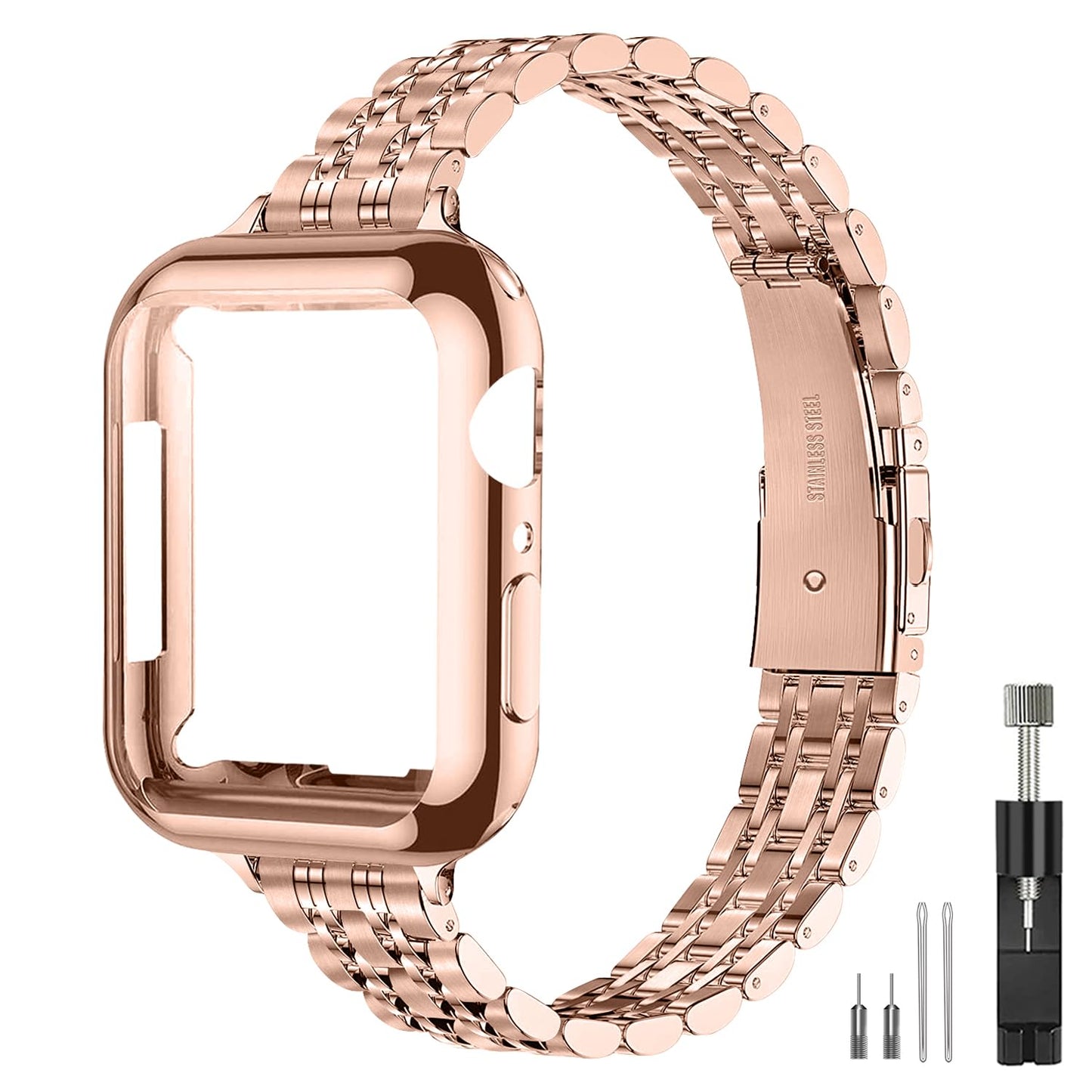 QUNDAXI Slim Watch Band Compatible with Apple Watch 41mm 45mm 42mm 44mm 40mm 38mm Metal Stainless Steel Watchband Suitable for iWatch 11/10/9/8/7/6/5/4/3/2/1/SE Series Women Luxury Strap