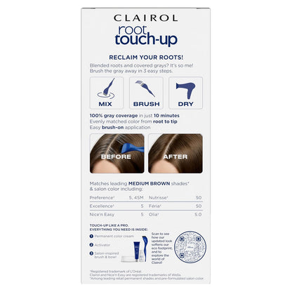 Clairol Root Touch Up Permanent Hair Dye, 5 Medium Brown, Pack of 1