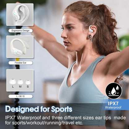 Wireless Earbuds 75H Bluetooth 5.4 Sport Headphones with Earhooks, Black