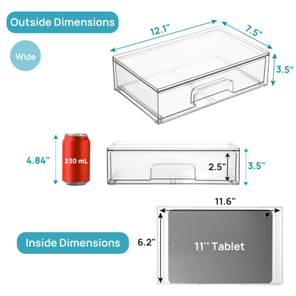 Vtopmart 2 Pack Small Clear Stackable Storage Drawers for Desk, Countertop