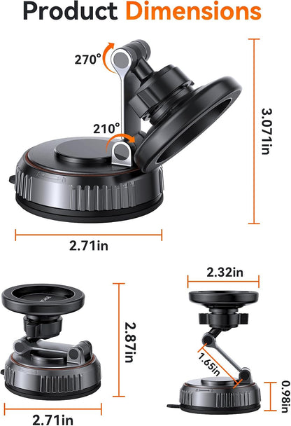 Miracase for MagSafe Car Mount[3800gf Strong Magnet & 90+LBS Suction Base]Magnetic Phone Holders for Your Car, 360° Adjustable Dashboard &Windshield Mount with Adhesive Suction Cup for All Smartphones
