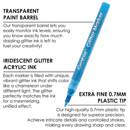 Grabie 6 White Acrylic Paint Markers, 0.7 mm Extra Fine Tip