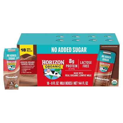 Horizon Organic Shelf Stable Whole Milk Boxes, Pack of 18-8g Protein per Serving