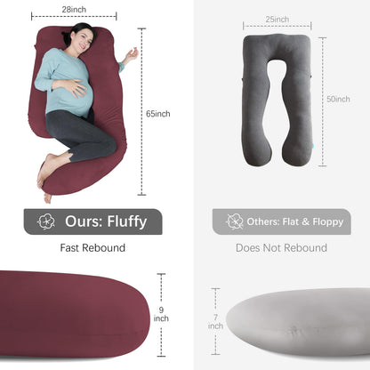 MOON PARK Pregnancy Pillows for Sleeping - U Shaped Full Body Maternity Pillow with Removable Cover - Support for Back, Legs, Belly, HIPS - 65 Inch - Aquamarine