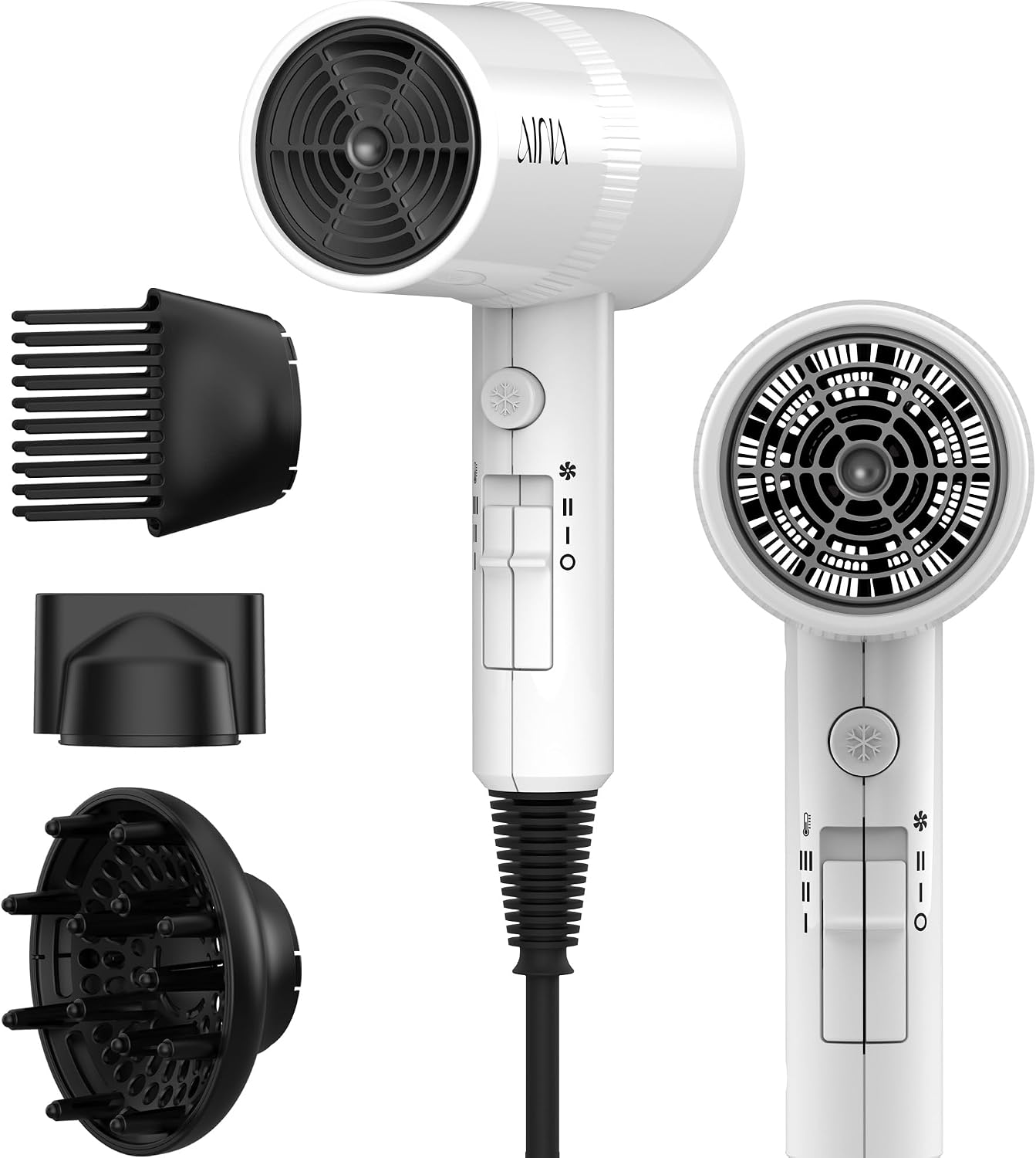 AINA Diffuser Hair Dryer Full-Featured Blow Dryer 110V/1600W(Ash Grey)