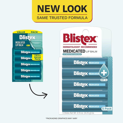 Blistex Medicated Lip Balm SPF 15, 24 Hr Moisture, 0.15 oz, 3 Count