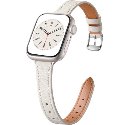 Charlam Slim Leather Band Compatible with Apple Watch Bands for Women 40mm 38mm 41mm 42mm 44mm 45mm 46mm, Top Grain Genuine Leather Strap Thin Wristband for iWatch Series 11 10 SE 9 8 7 6 5 4 3 2 1