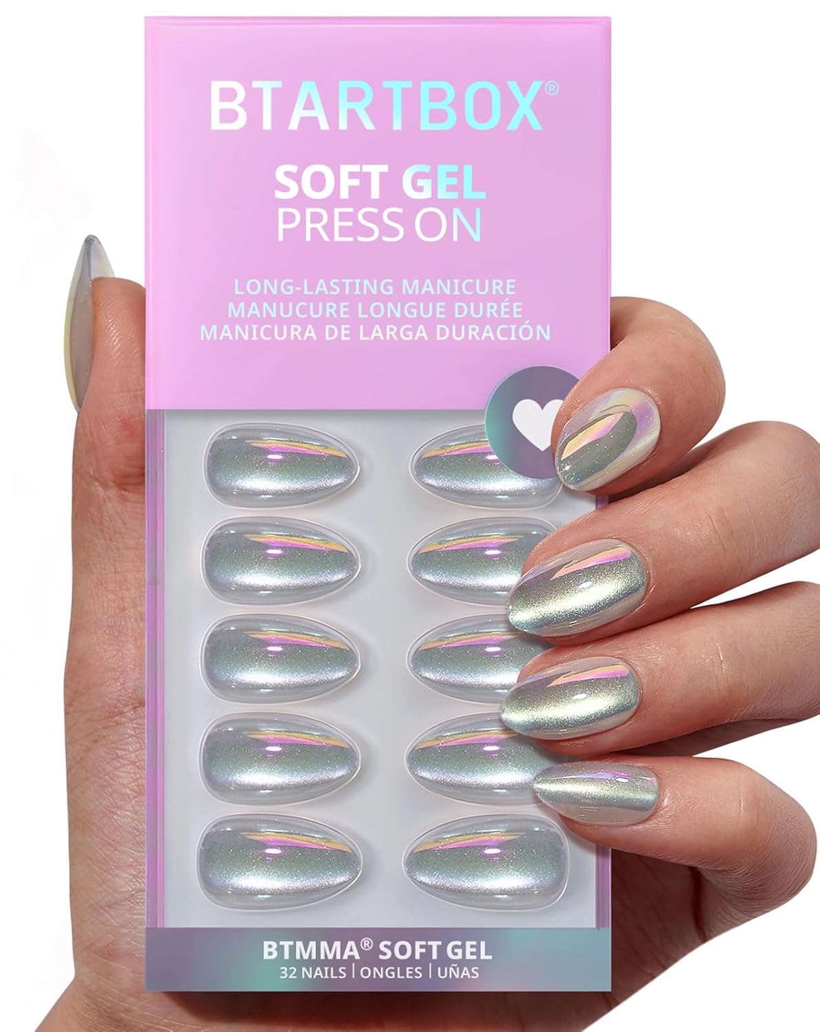BTArtbox Press On Nails, Vanilla Cream, Short Square, Ombre Peach, 32Ct