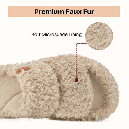 EverFoams Womens Fuzzy Open-toe Slippers Memory Foam Indoor House Shoes