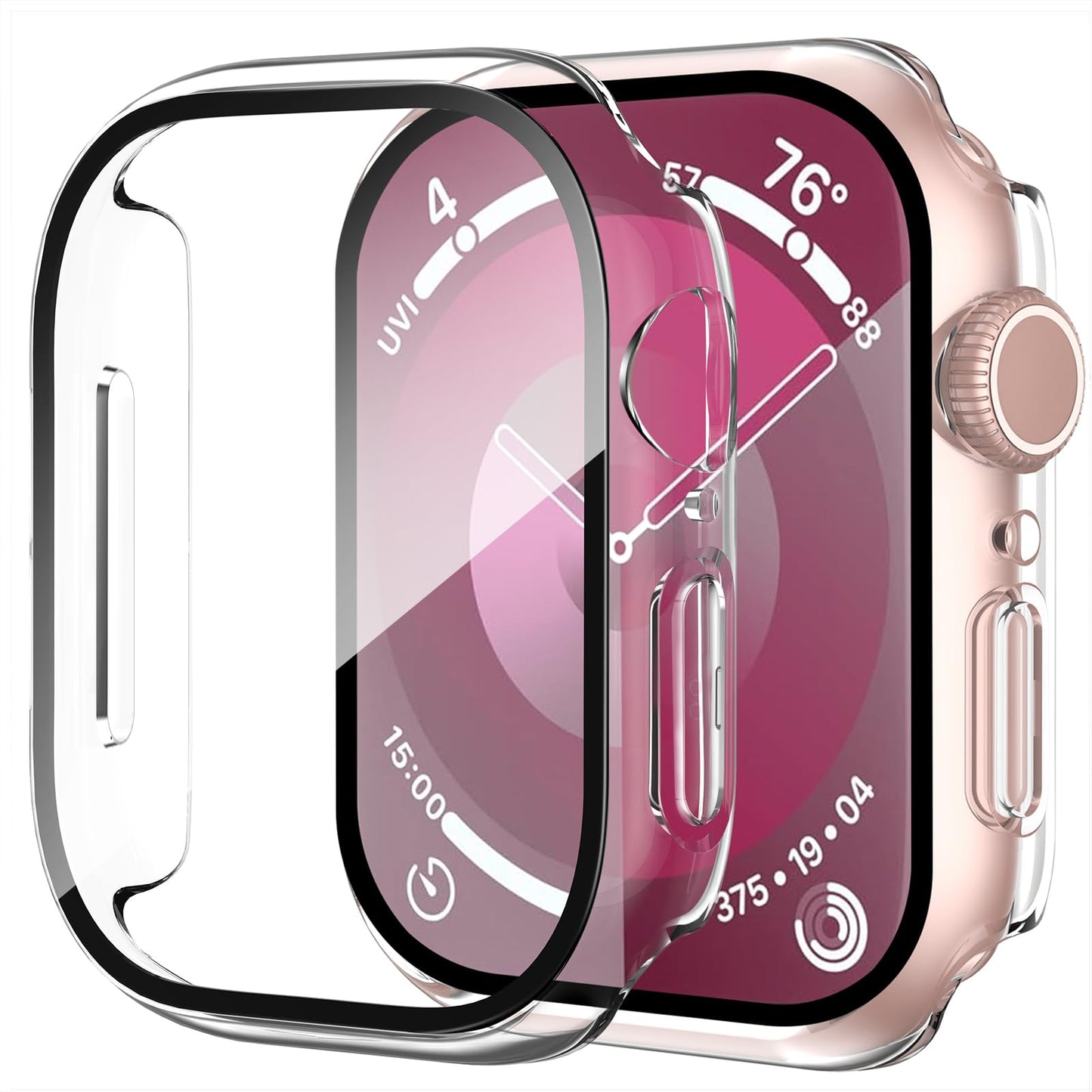 Smiling 2 Pack Case Compatible with Apple Watch SE 3 (2025)/ SE 2/ SE/Series 6/5/4 40mm with Tempered Glass Screen Protector, Hard PC Case Overall Protective Cover- 1 Blue+ 1 Transparent