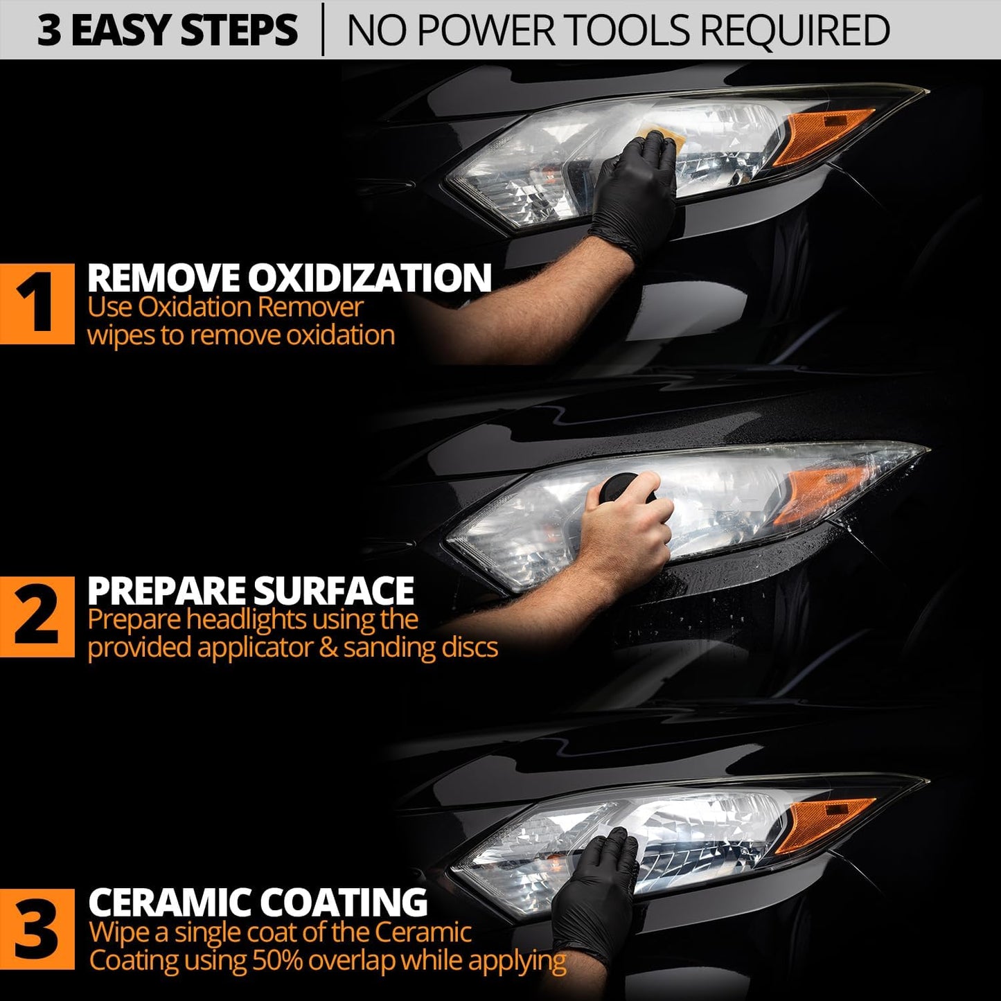 CERAKOTE® Ceramic Headlight Restoration Kit, No Power Tools, 10 Wipe Kit