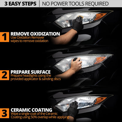 CERAKOTE® Ceramic Headlight Restoration Kit, No Power Tools, 10 Wipe Kit