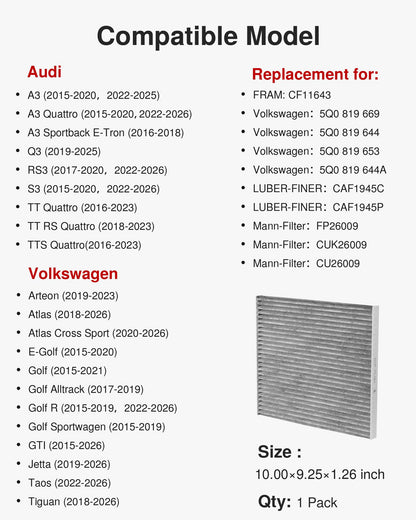 Puroma Cabin Air Filter Activated Carbon for CF11920 CP920 6043C Ford C-Max