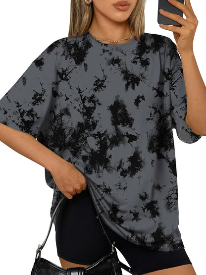 Trendy Queen Womens Oversized T-Shirts Short Sleeve Crew Neck Summer Tops