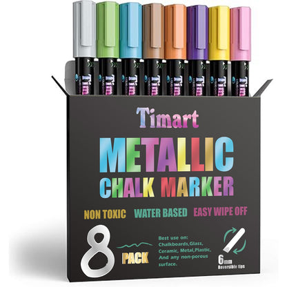 Timart Fine Tip Chalk Markers, Liquid Chalk Pens-8 Pack, 1mm Point