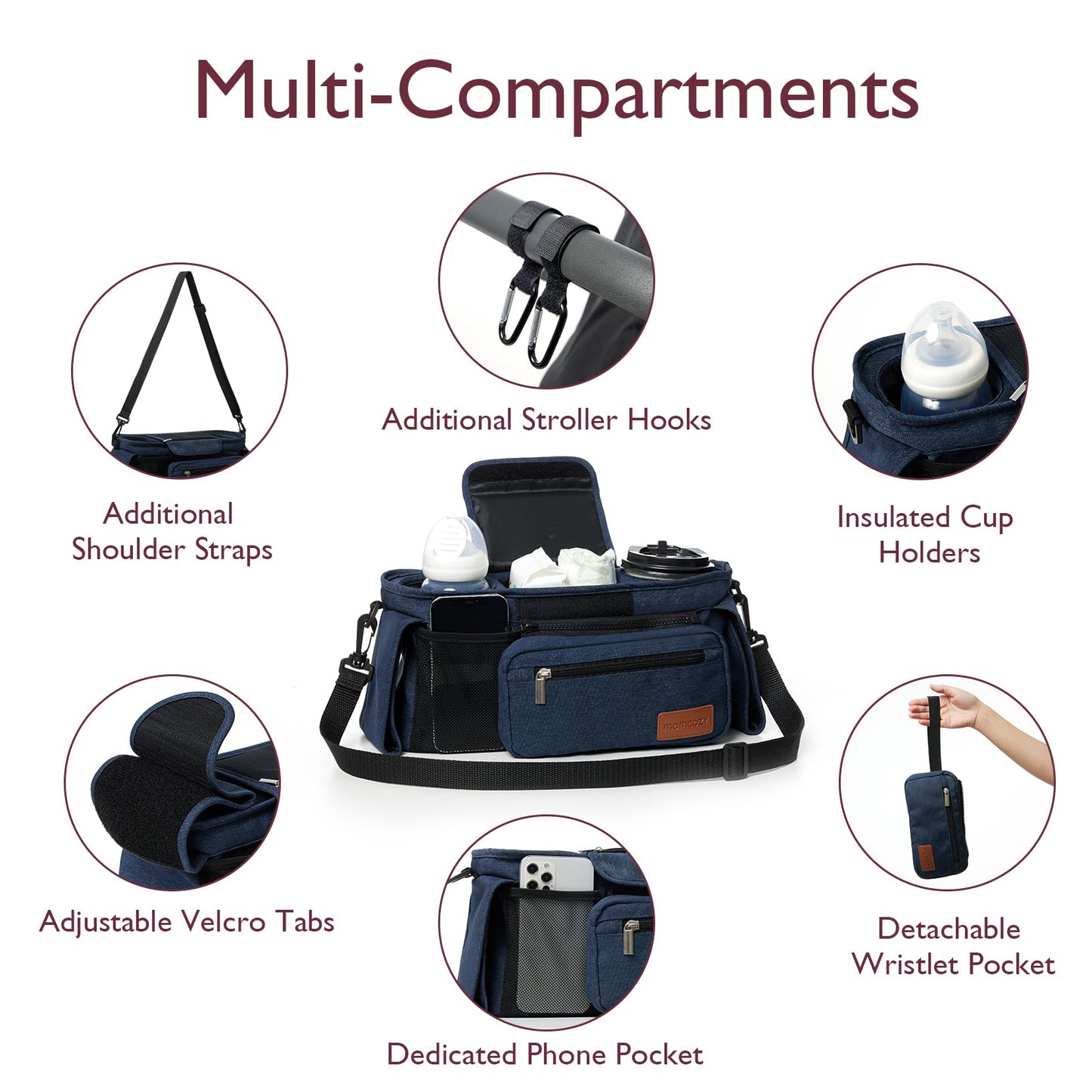 Momcozy Universal Stroller Organizer with Insulated Cup Holder