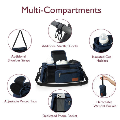 Momcozy Universal Stroller Organizer with Insulated Cup Holder