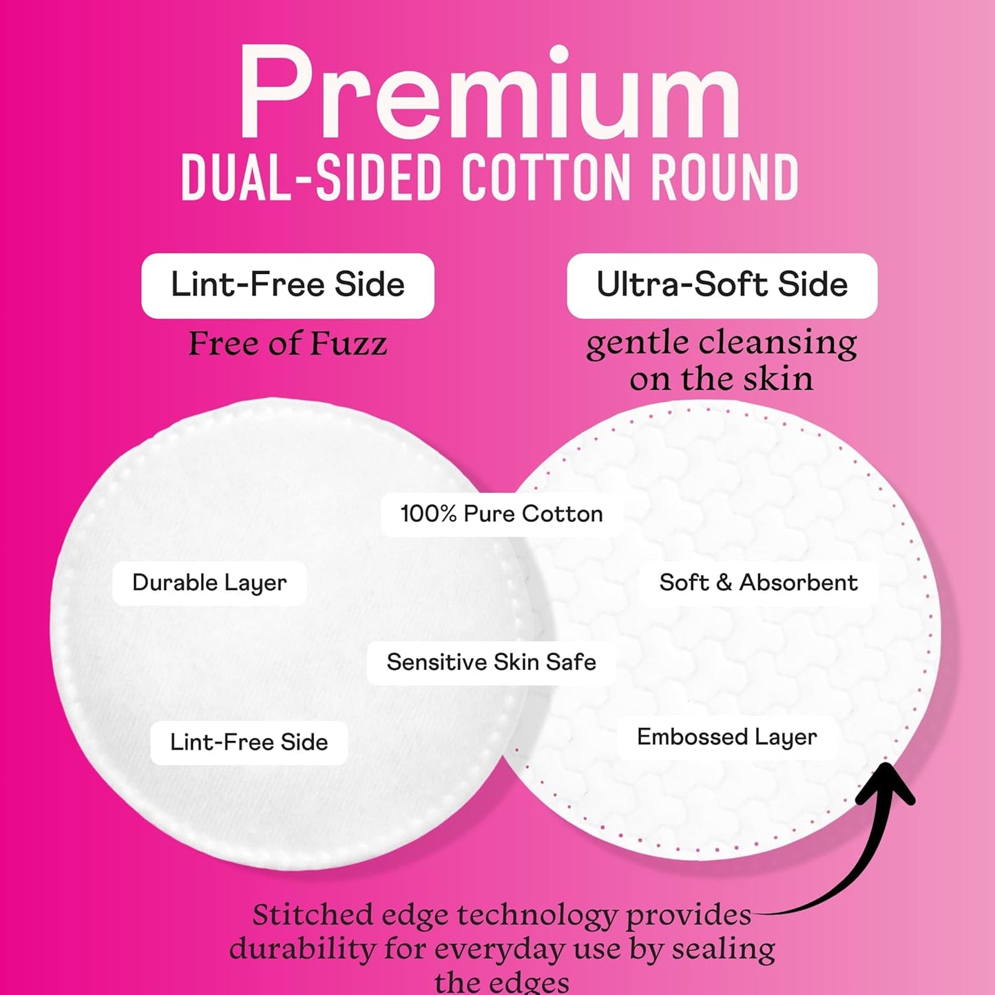 Swisspers Premium Cotton Rounds, Dual-Sided, 100 Count (Pack of 3)
