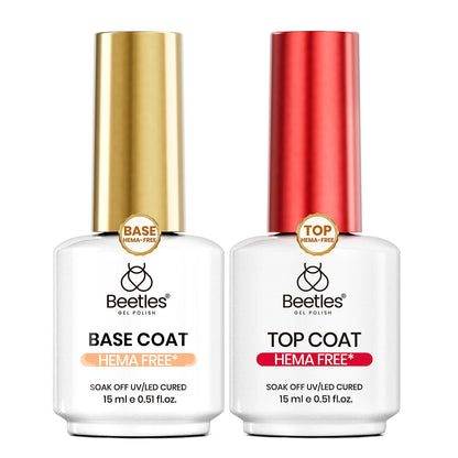 Beetles 2 Pcs 15ml No Wipe Gel Top Coat and Base Coat Set