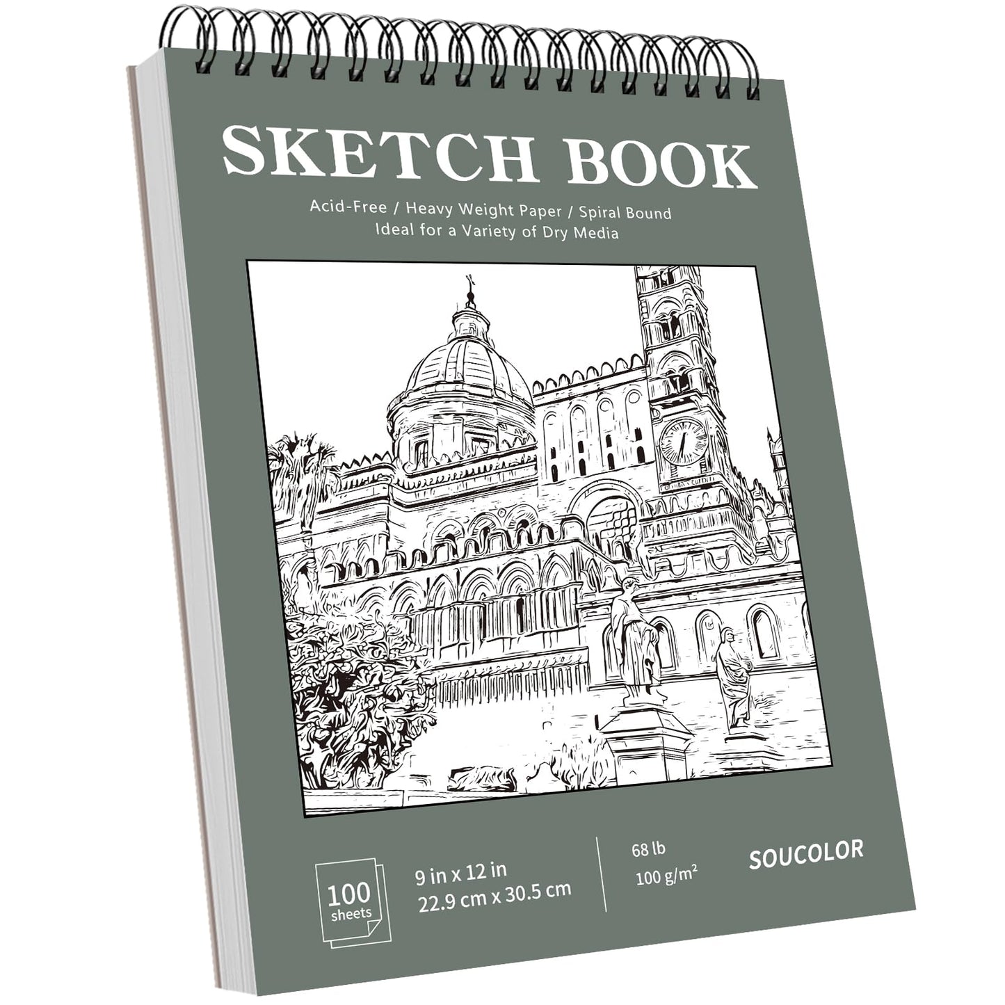 Soucolor Sketch Book 9" x 12", 100 Sheets Kids Art Sketchbook Drawing Pad