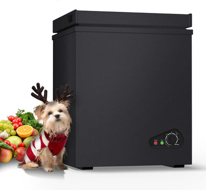 TABU 3.5 Cubic Feet Chest Freezer, Compact Deep Freezer, Black