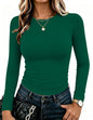 Zeagoo Women Long Sleeve Shirts Slim Fit Going Out Tops Crewneck Basic Tee