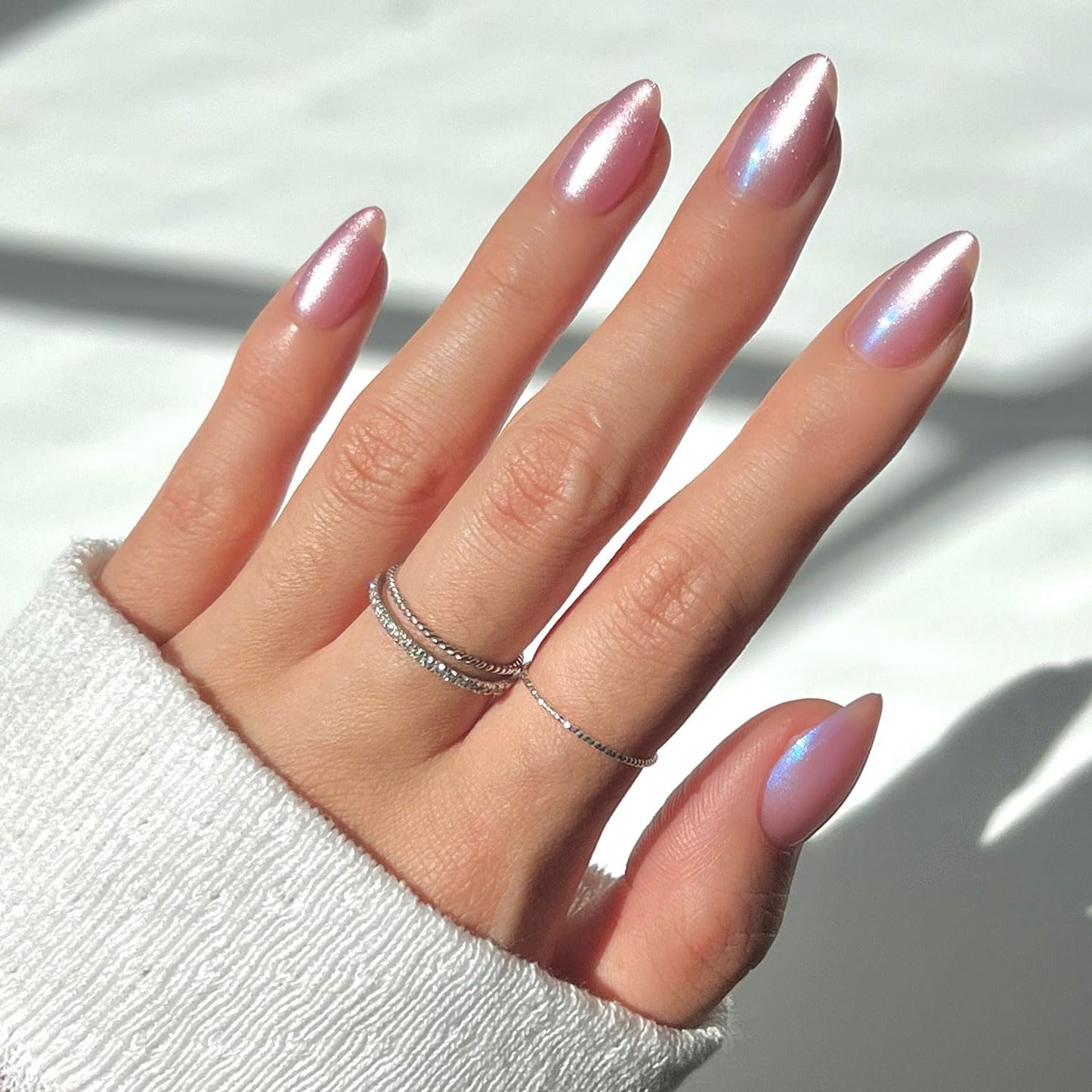 Glamnetic Press On Nails - Short Almond, Glossy Fake Nails 24 Pc Full Kit
