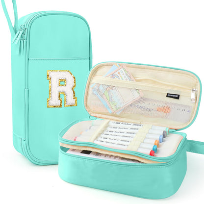 Cute Large Pencil Case Pouch,Personalized Initial Pencil Bag for Girls Boy