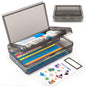 Double Layer Plastic Clear Hard Colored Pencil Box Case Pen Crayon Box