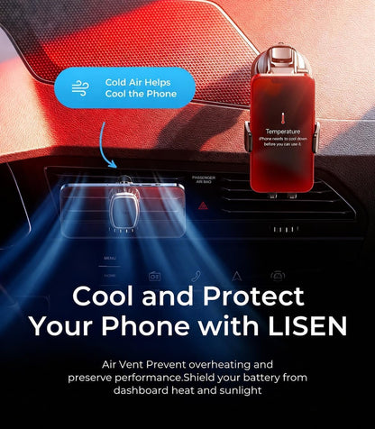 LISEN for Magsafe Car Mount, Magnetic Phone Holders for Your Car Vacuum, Phone Mount for Car Accessories for Women Men Jeep BMW, Suction Holder Kits, for iPhone 17 Pro Max 16 15 14 13 12,Carbon Fiber