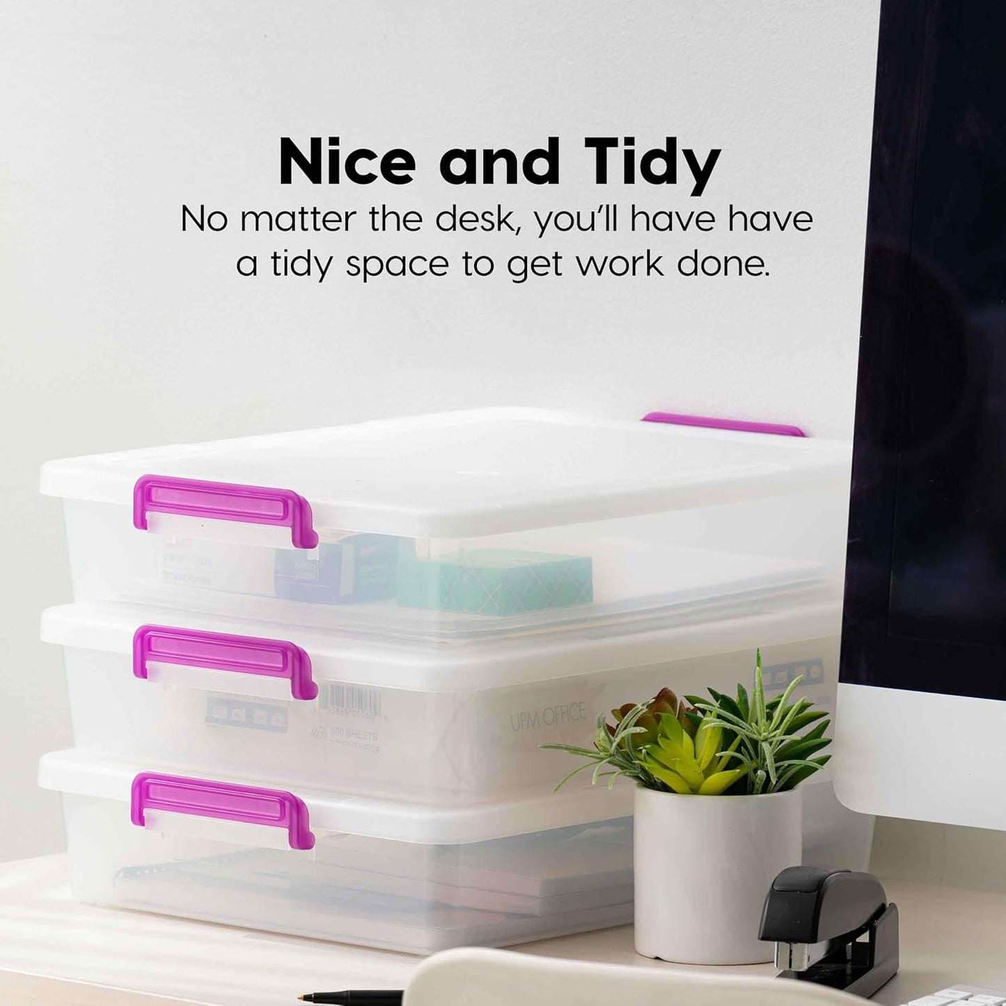 IRIS USA Storage Bins with Lids |Made in USA| 5 Qt - (6-Pack) - Clear