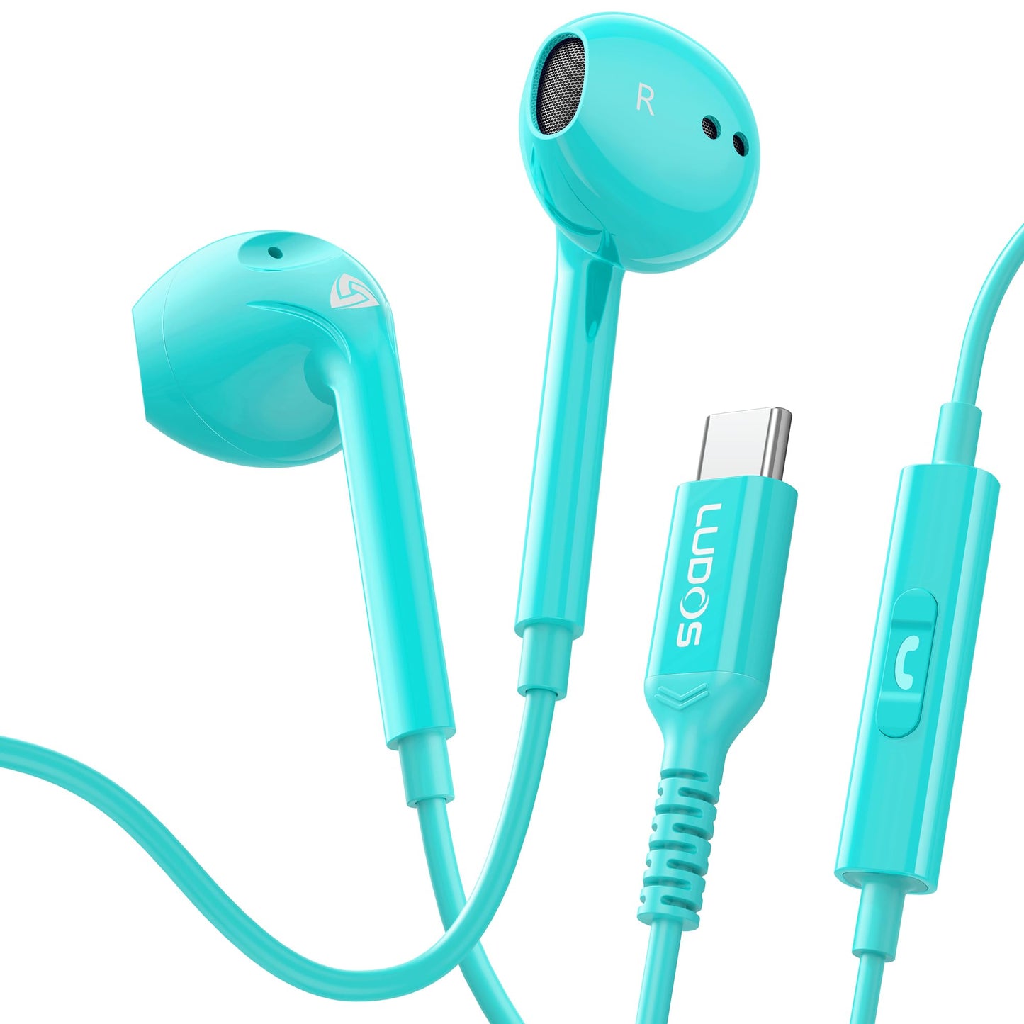 LUDOS Zenith USB C Headphones for iPhone 17 16 15 Pro Max Plus Air iPad Pro Air, 5 Years Warranty, USB-C Earbuds for Samsung Galaxy S24 S23 Ultra S22 S21 S20 A55 A54 A53, USB Type C Earphones - White