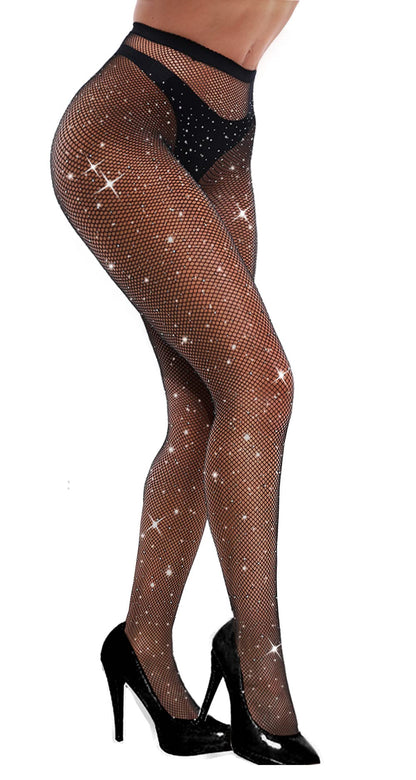 VEBZIN Sparkly Fishnets Stockings High Waist Tights for Women