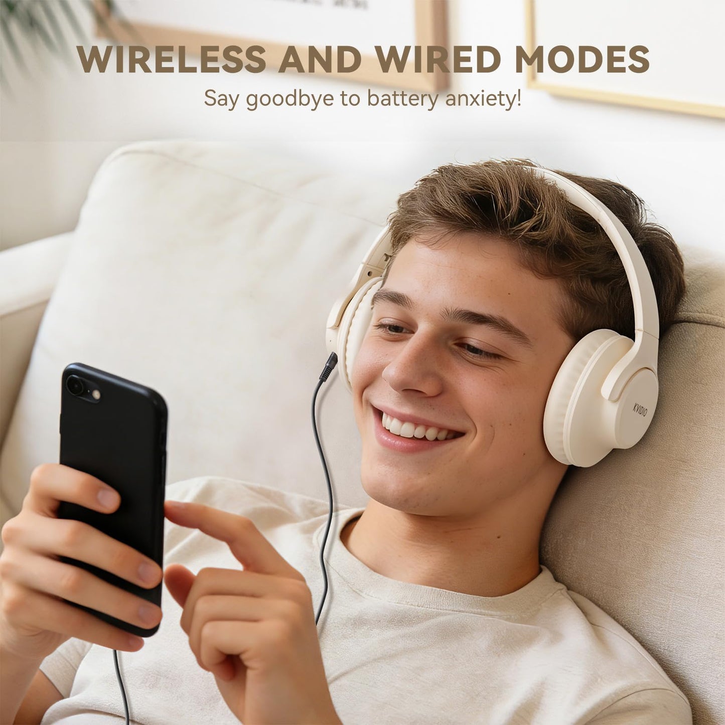 KVIDIO Bluetooth Headphones Wireless Over Ear Headsets 65H Playtime