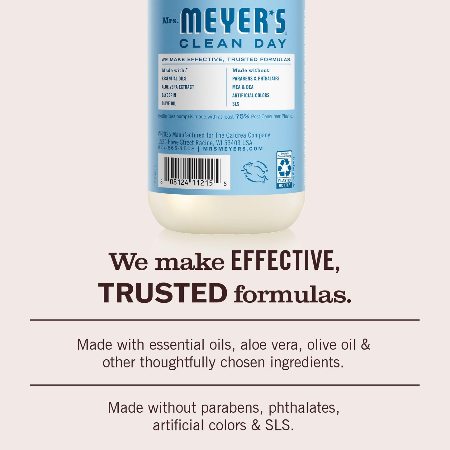 MRS. MEYER'S CLEAN DAY Hand Soap, Basil Scent, 12.5 Fl Oz Bottle - 3 Pack