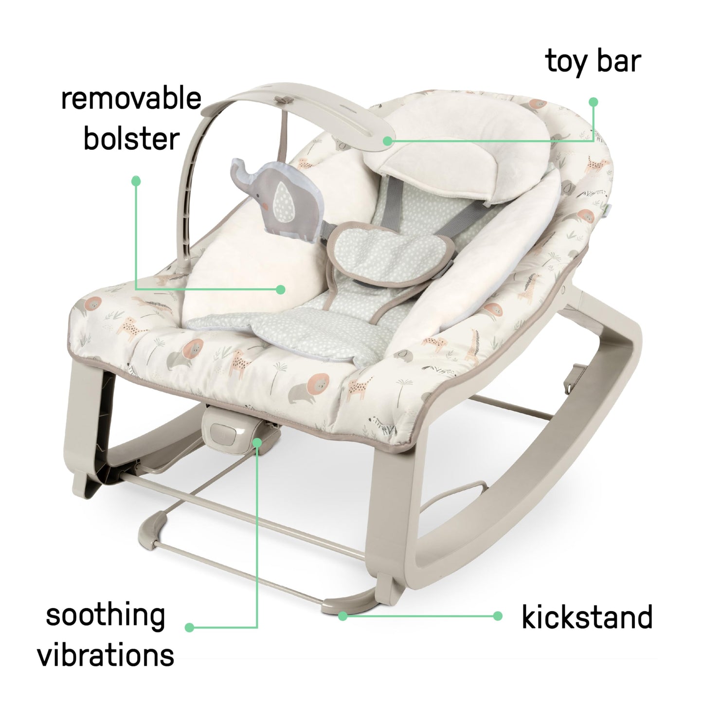Ingenuity Keep Cozy 3-in-1 Grow with Me Vibrating Baby Bouncer, Seat & Infant to Toddler Rocker, Vibrations & -Toy Bar, 0-30 Months Up to 40 lbs (Weaver)