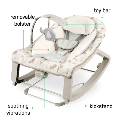 Ingenuity Keep Cozy 3-in-1 Grow with Me Vibrating Baby Bouncer, Seat & Infant to Toddler Rocker, Vibrations & -Toy Bar, 0-30 Months Up to 40 lbs (Weaver)